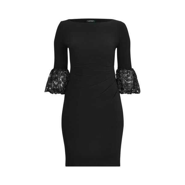 Abito in jersey con ruche e pizzo Lauren Woman in 1