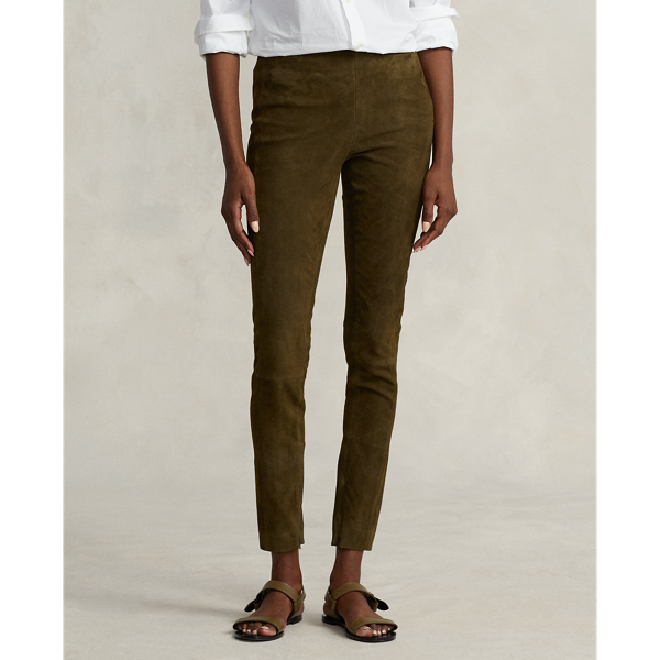 Botanic Green Suede Skinny Trouser Polo Ralph Lauren 4