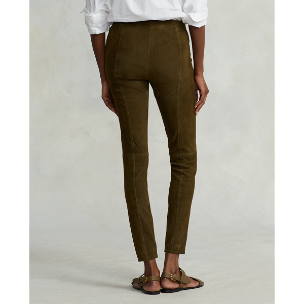 Botanic Green Suede Skinny Trouser Polo Ralph Lauren 5
