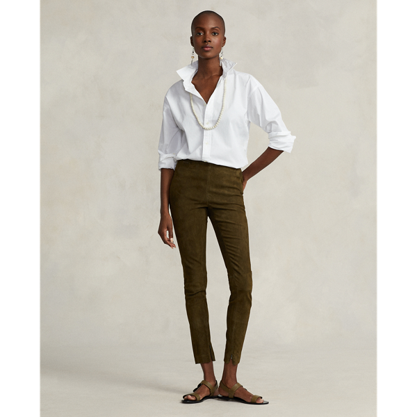 Botanic Green Suede Skinny Trouser Polo Ralph Lauren 7
