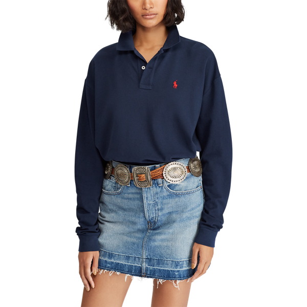 Newport Navy Cropped Mesh Polo Shirt Polo Ralph Lauren 5