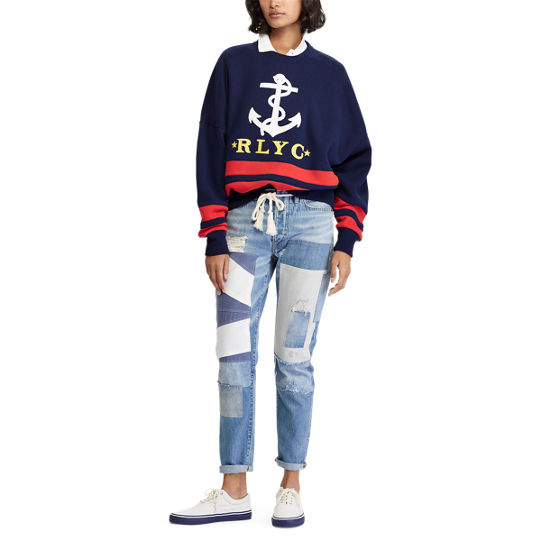 Cruise Navy Anchor Fleece Pullover Polo Ralph Lauren 4