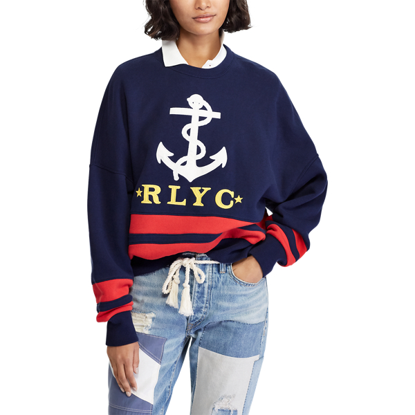 Cruise Navy Anchor Fleece Pullover Polo Ralph Lauren 5