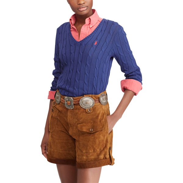 Zopfmusterpullover mit V-Ausschnitt Polo Ralph Lauren in Royalblau 5