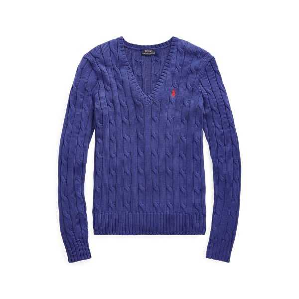 Zopfmusterpullover mit V-Ausschnitt Polo Ralph Lauren in Royalblau 2