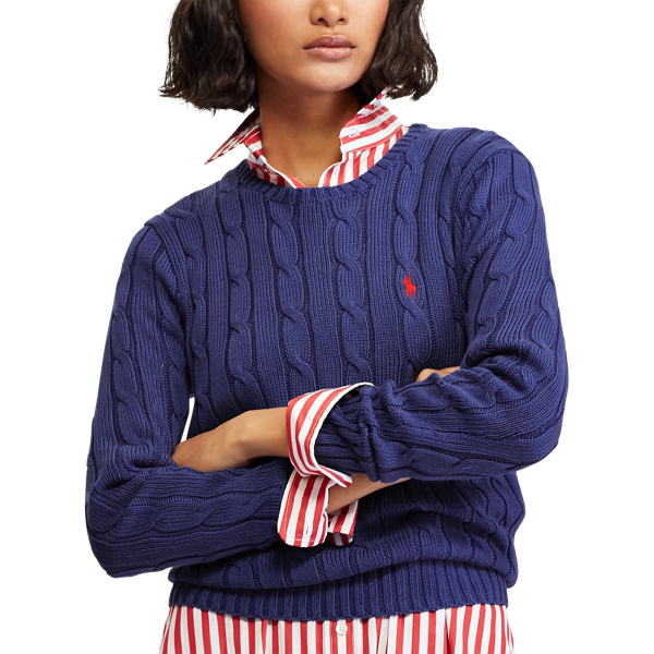 Royal Blue Cable-Knit Cotton Sweater Polo Ralph Lauren 5