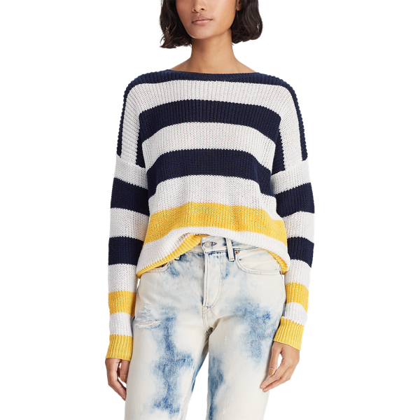 Hunter Navy/Gold/White Striped Linen Jumper Polo Ralph Lauren 5