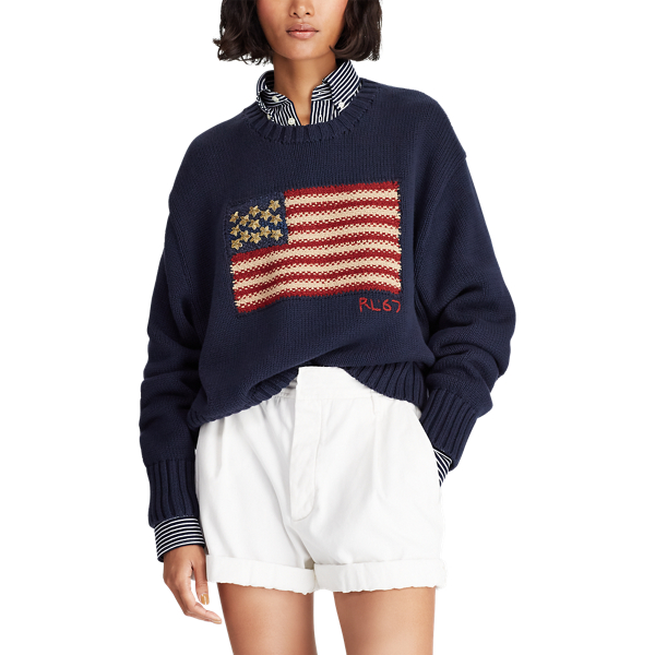 Navy Multi Beaded Flag Cotton Jumper Polo Ralph Lauren 5