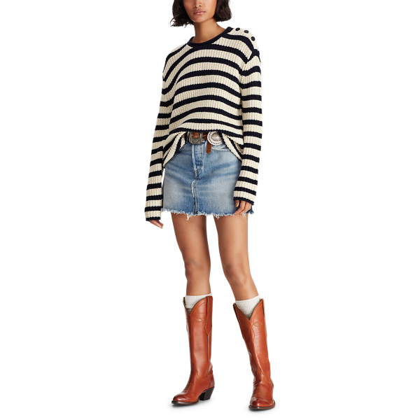 Nautical Cream/Navy Striped Roll-neck Jumper Polo Ralph Lauren 4