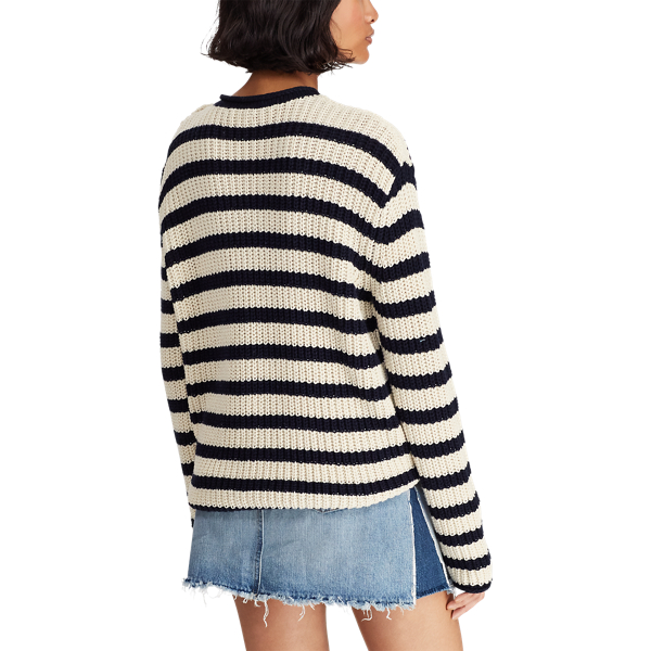 Nautical Cream/Navy Striped Roll-neck Jumper Polo Ralph Lauren 6