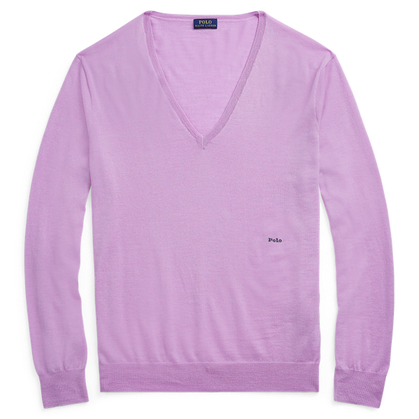 Pull &agrave; col en&nbsp;V en soie m&eacute;lang&eacute;e Polo Ralph Lauren en 1