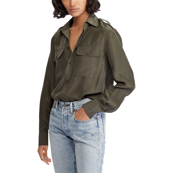 Expedition Olive Silk Shirt Polo Ralph Lauren 5