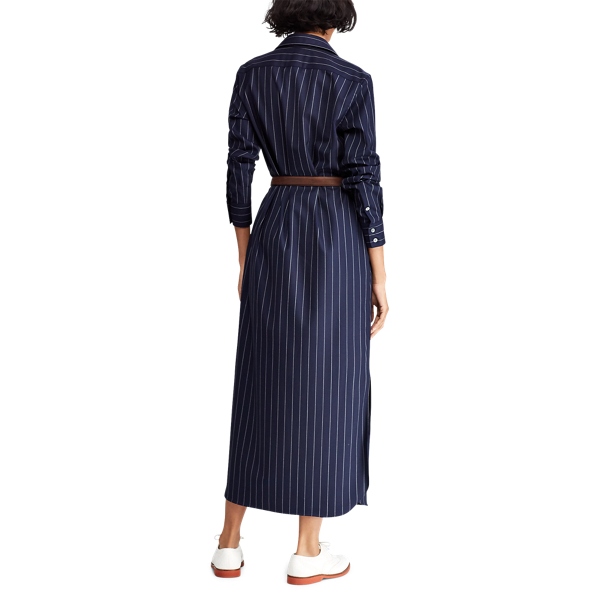 Navy/Cream Pinstripe Wool Shirtdress Polo Ralph Lauren 5