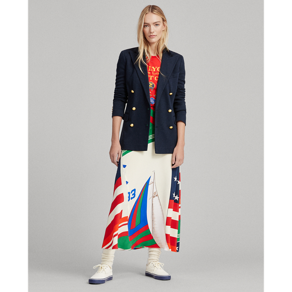 Flag Sailing Boat Print CP-93 Silk Skirt Polo Ralph Lauren 7