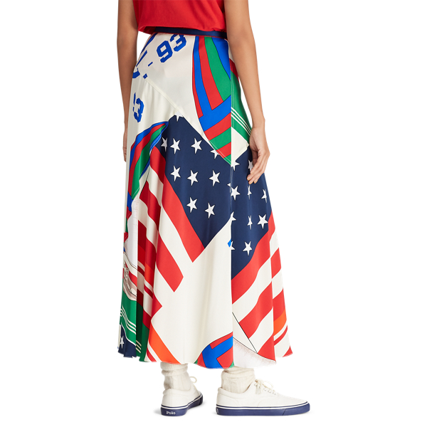 Flag Sailing Boat Print CP-93 Silk Skirt Polo Ralph Lauren 6