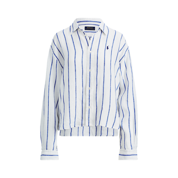 Striped Cropped Linen Shirt Polo Ralph Lauren 1