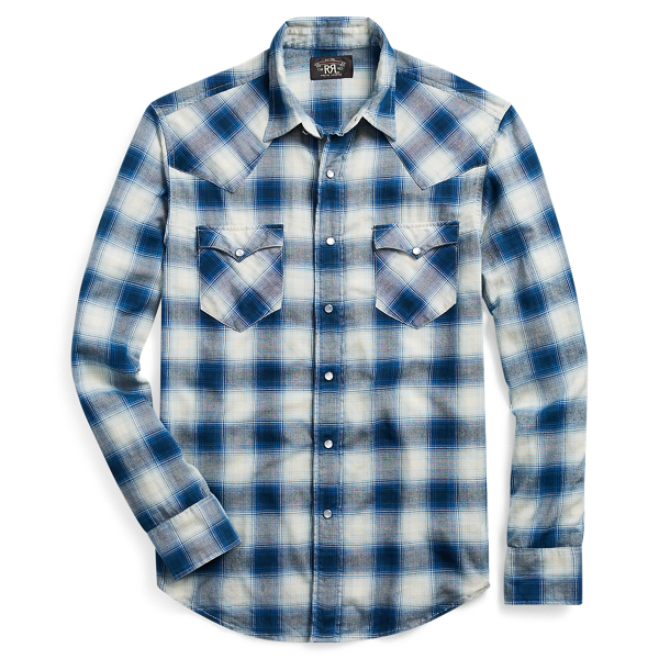 Camisa Western axadrezada Slim Fit RRL em 1
