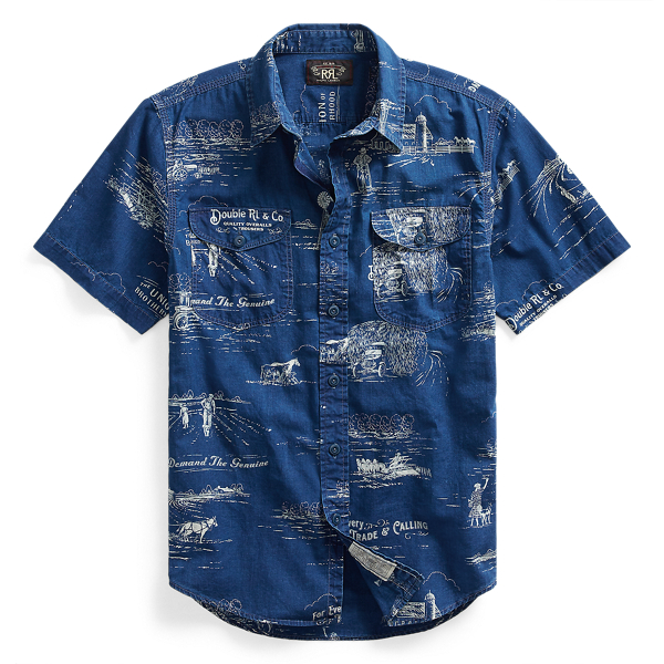Indigo Print Workshirt RRL in 1
