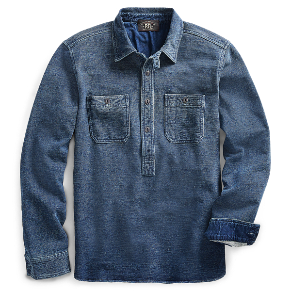 Indigo Terry Baseball Popover RRL 1