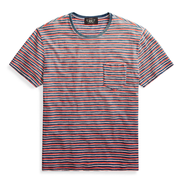 Indigo Striped Pocket T-Shirt RRL 1