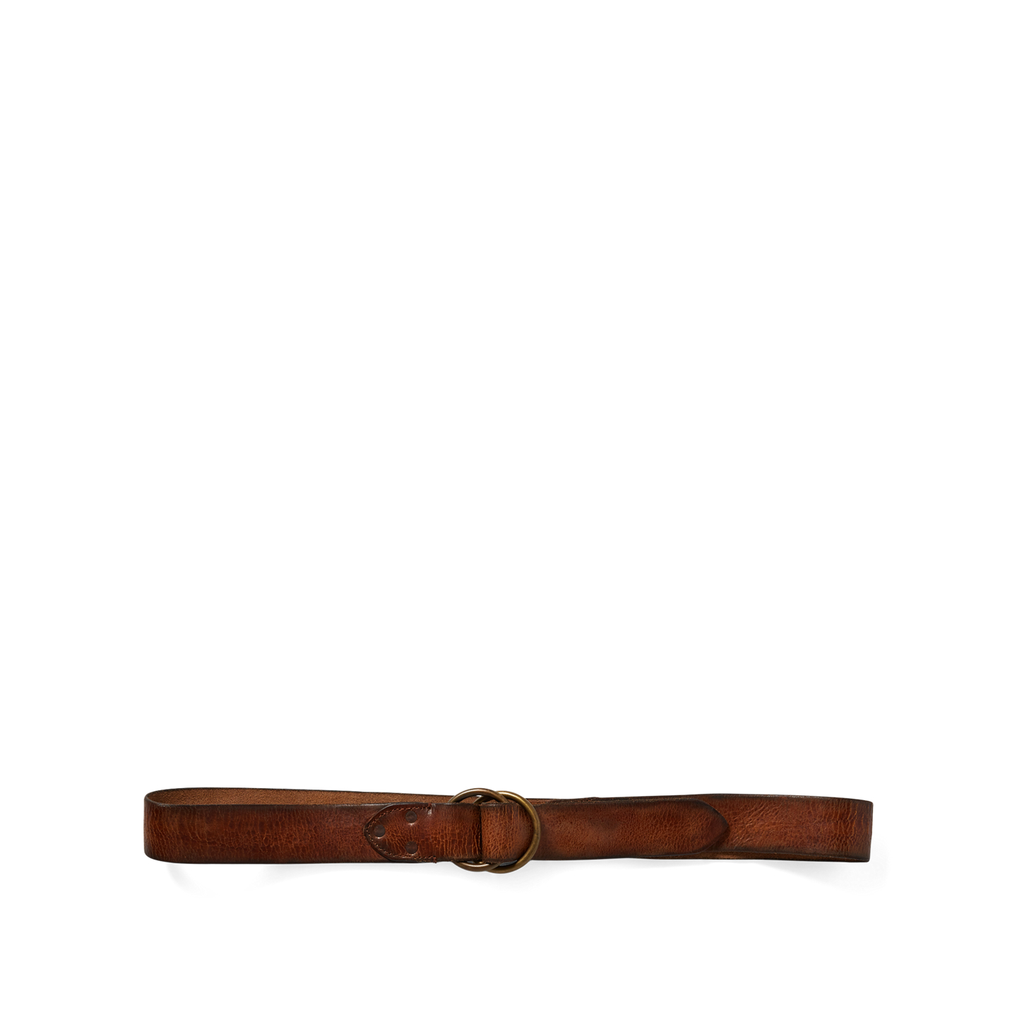 Мужской ремень Ralph Lauren Distressed Leather Double–O-Ring, цвет: Винтажный коричневый — фото 1