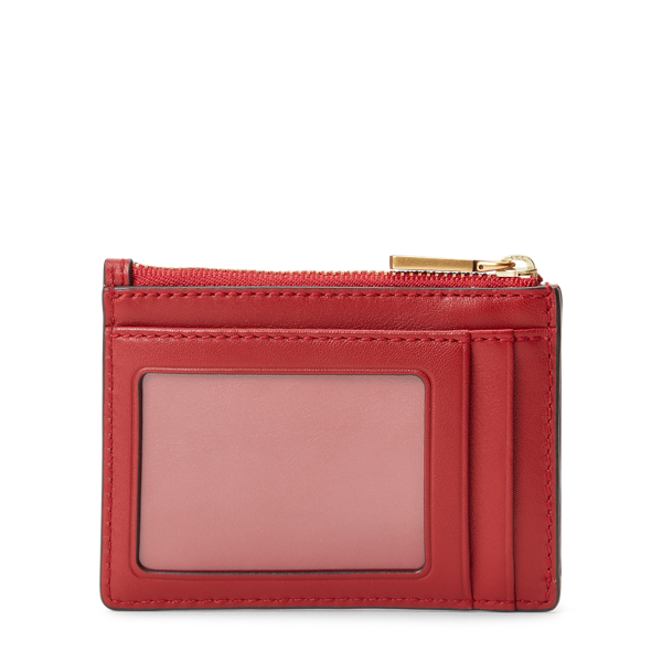 Scarlet Leather Zip Card Case Polo Ralph Lauren 2