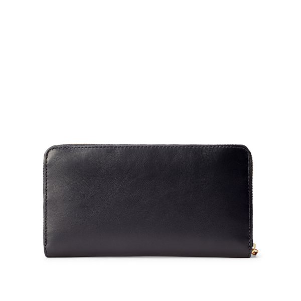 Black Leather Zip-Around Wallet Polo Ralph Lauren 2