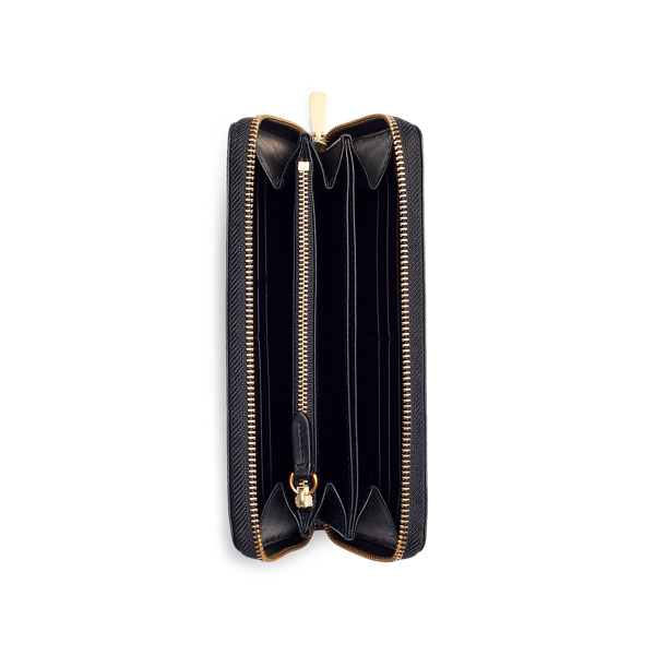 Black Leather Zip-Around Wallet Polo Ralph Lauren 3