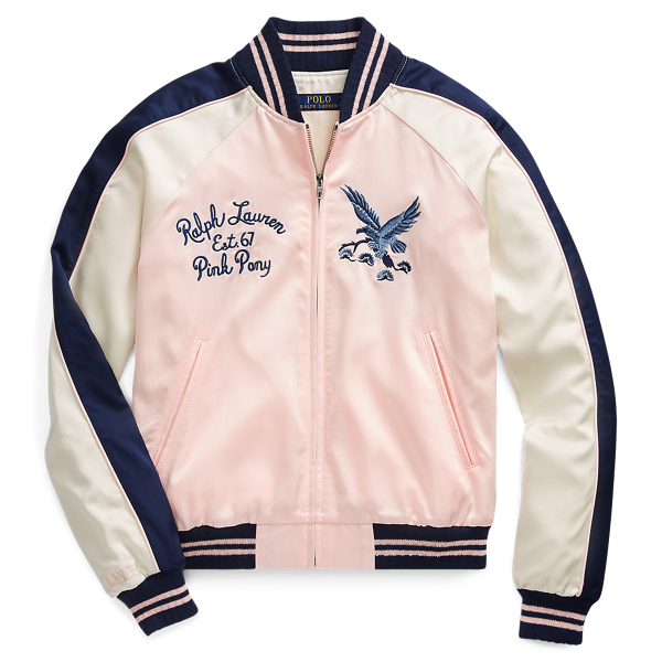 Pink Pony Satin Bomber Jacket