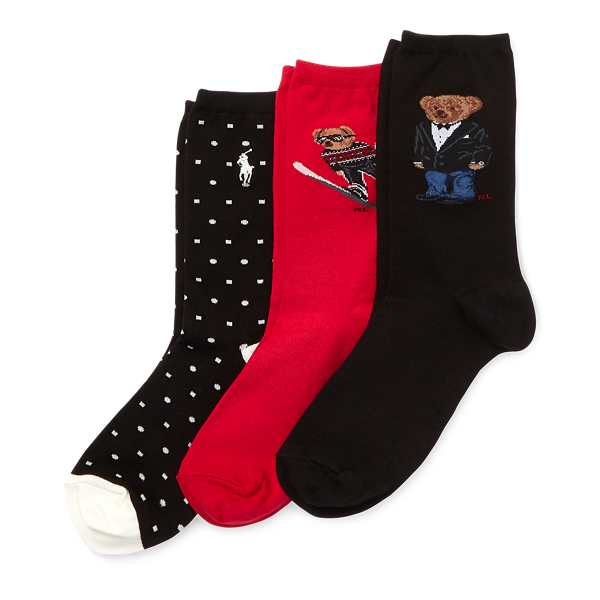 Black Polo Bear Sock 3-Pack Gift Set Polo Ralph Lauren 1