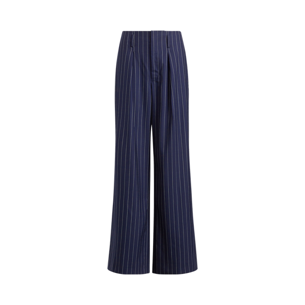 Navy/Cream Pinstripe Belted Wool Pant Polo Ralph Lauren 2