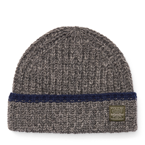 Fawn Grey Ragg Knit Wool-Blend Hat Polo Ralph Lauren 1