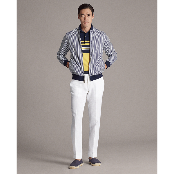 Navy And White Striped Cotton Twill Jacket Purple Label 3
