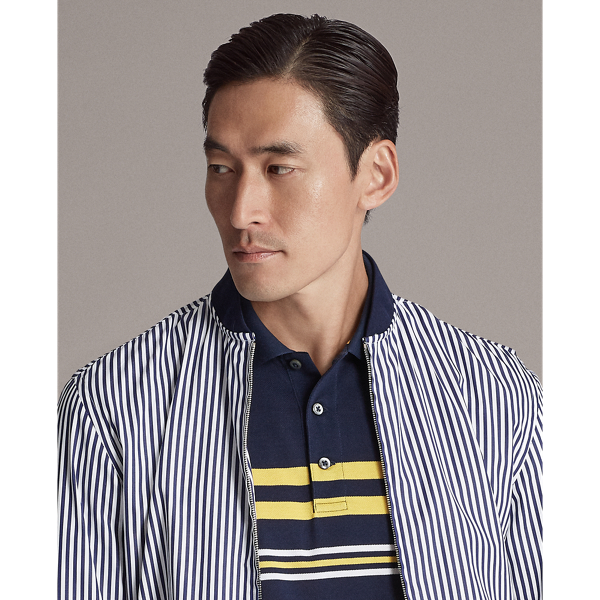 Navy And White Striped Cotton Twill Jacket Purple Label 6