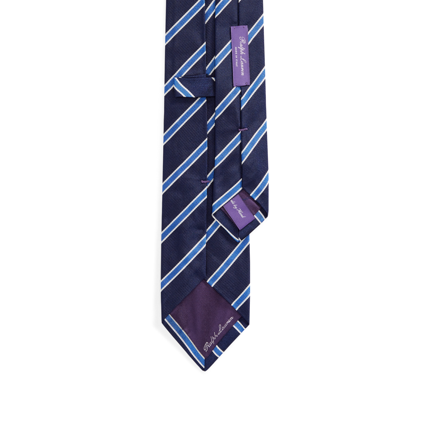 Мужской галстук Ralph Lauren Striped Silk Repp Tie, цвет: Тёмно-синий / Синий — фото 1