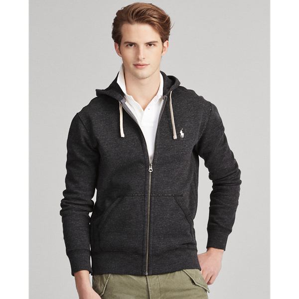 Black Marl Heather Cotton-Blend-Fleece Hoodie Polo Ralph Lauren 1