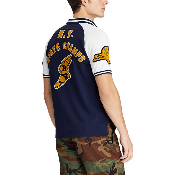 Cruise Navy/White Custom Slim Fit Mesh Polo Polo Ralph Lauren 6