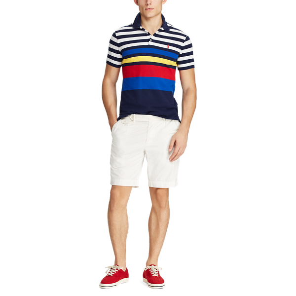 Polo in piqu&eacute; Custom Slim-Fit Polo Ralph Lauren in Blu navy Newport multicolore 3