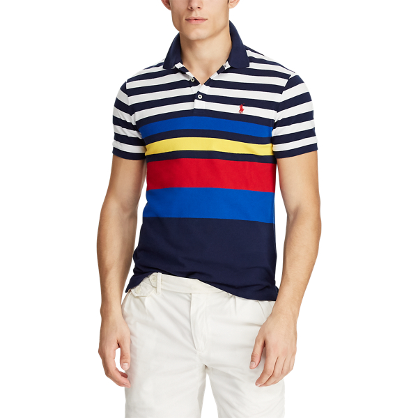 Polo in piqu&eacute; Custom Slim-Fit Polo Ralph Lauren in Blu navy Newport multicolore 4