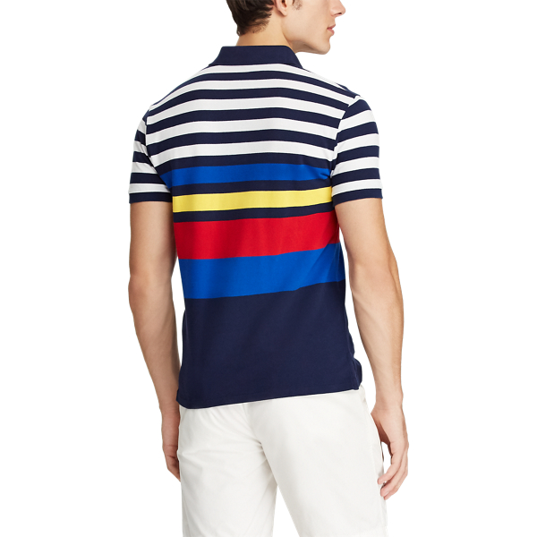 Polo in piqu&eacute; Custom Slim-Fit Polo Ralph Lauren in Blu navy Newport multicolore 5