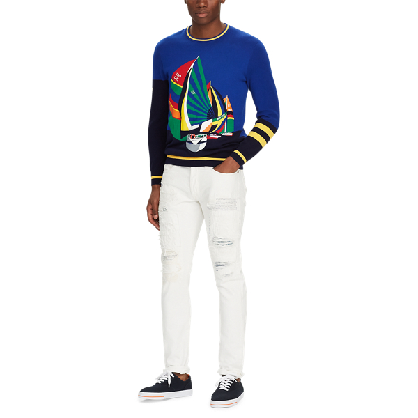 White/Royal Sailing Boats Sailing Boat-Print Cotton Jumper Polo Ralph Lauren 4