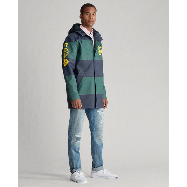 Striped Lined Raincoat Polo Ralph Lauren en Newport Navy/Tennis Green 4