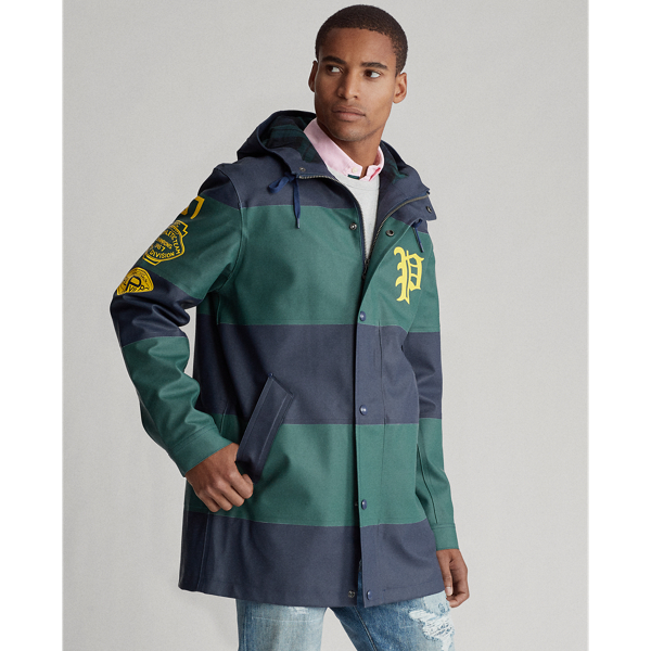 Striped Lined Raincoat Polo Ralph Lauren en Newport Navy/Tennis Green 5