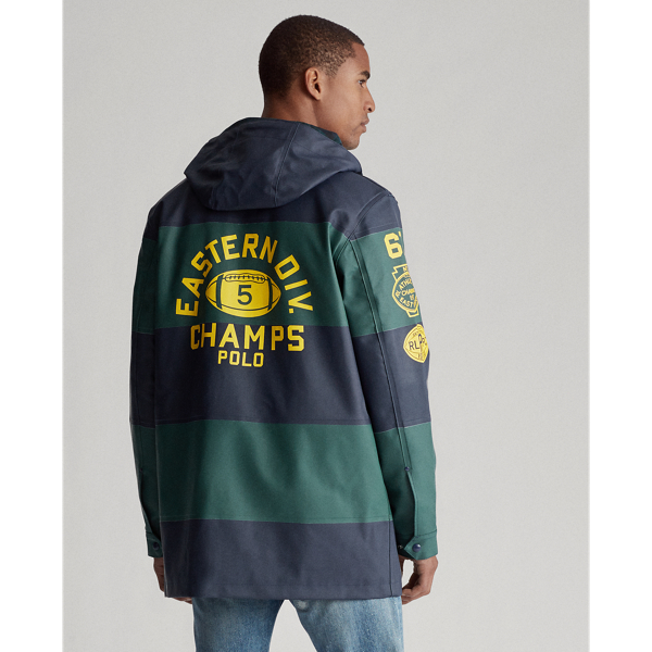 Striped Lined Raincoat Polo Ralph Lauren en Newport Navy/Tennis Green 6