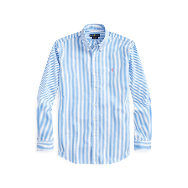 Powder Blue/White Slim Fit Striped Poplin Shirt Polo Ralph Lauren 2