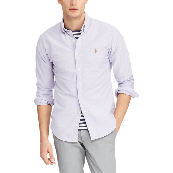 Grape/White Slim Fit Oxford Shirt Polo Ralph Lauren 4