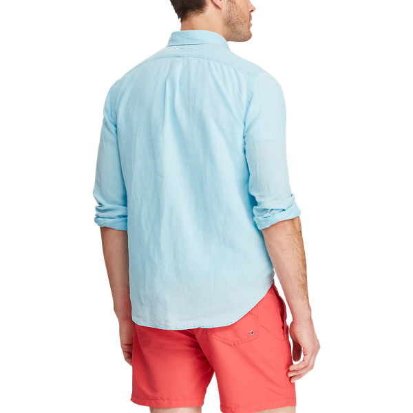 Turquoise Nova Slim Fit Linen Shirt Polo Ralph Lauren 5