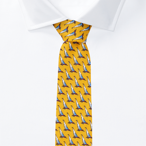 Yellow Sailboat Linen Narrow Tie Polo Ralph Lauren 2