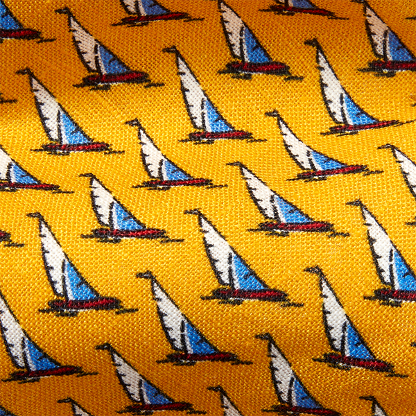 Yellow Sailboat Linen Narrow Tie Polo Ralph Lauren 3