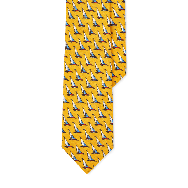 Yellow Sailboat Linen Narrow Tie Polo Ralph Lauren 4
